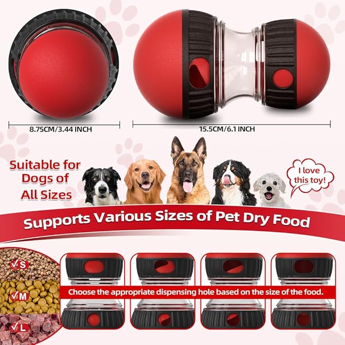 Mankoda Interactive Dog Puzzle Toys, Brain Stimulation Rolling Treat Dispenser Ball & Slow Feeder Combo for Dogs to Keep Them Engaged and Busy