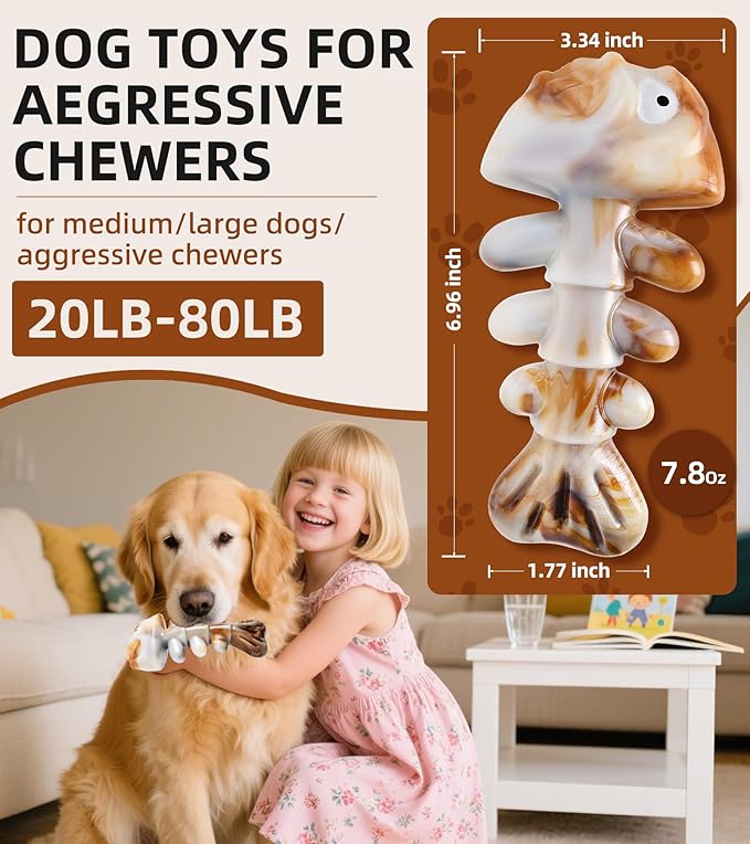 Tough Dog Toys Indestructible Dog Toys for Aggressive Chewers Real Beef Flavored, Dog Bone for Medium/Large Dogs Breed,Keep Your Dog Busy