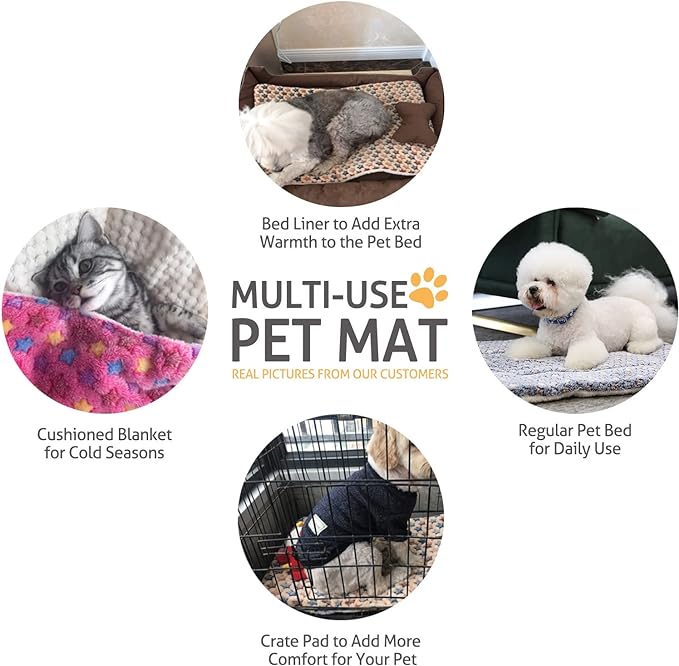 Mora Pets Dog Crate Pad - Ultra Soft Pet Bed With Cute Star Print, Washable Mat for Large Medium Small Dogs, Reversible Fleece Kennel Liner, Cat Bed 21 x 12 Inch Brown