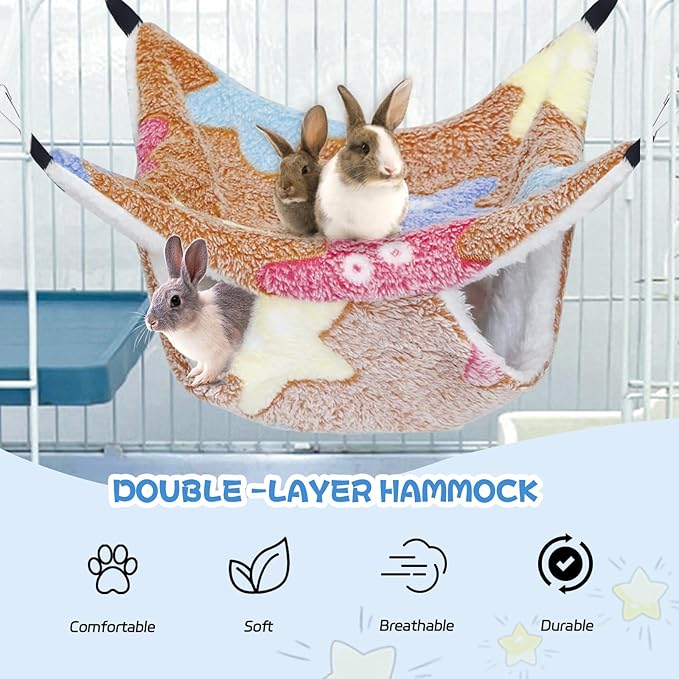 YedsIntu 3 Pcs Guinea Pig Hammock, Rat Ferret Hanging Hammock Guinea Pig Accessories for Small Animals Chinchilla Parrot Sugar Glider Ferret Hamster Squirrel (11"×11")