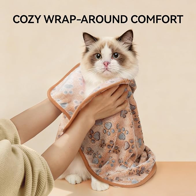 LINENLUX 1 Pack 4 Blankets Super Soft Fluffy Premium Fleece Dog Blankets for Puppy Cat Pet Blanket Flannel Throw Warm Sleep Dog Paw-4pcs 23x16 inch