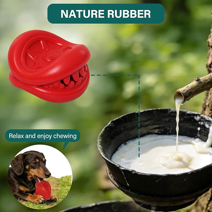 Treat Dispensing Dog Toys - Durable Natural Rubber Chew Toy for Large Medium Dogs, Aggressive Chewer Dog Toys, Relieve Boredom Separation Anxiety & Cleans Teeth, Dishwasher Safe