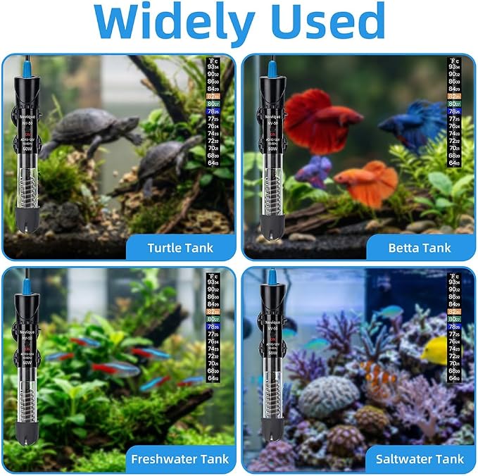 300W Aquarium Heater Adjustable Temperature Submersible Fish Tank Heater Water Thermostat with Thermometer for Freshwater and Saltwater Tanks