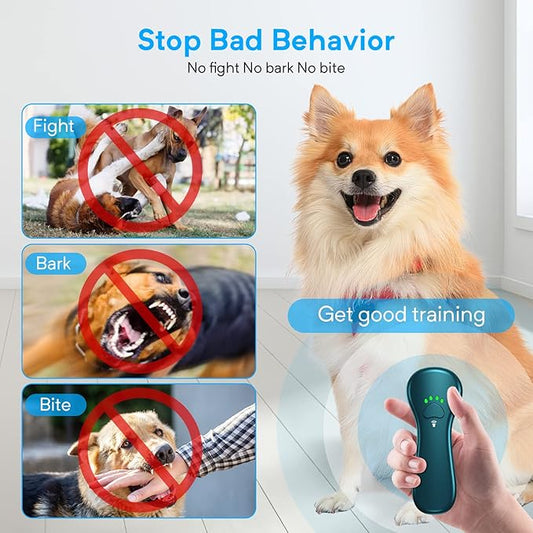 New Anti Barking Device,Dog Barking Control Devices,Rechargeable Ultrasonic Dog Bark Deterrent up to 16.4 Ft Effective Control Range Safe for Human & Dogs Portable Indoor & Outdoor(Green)