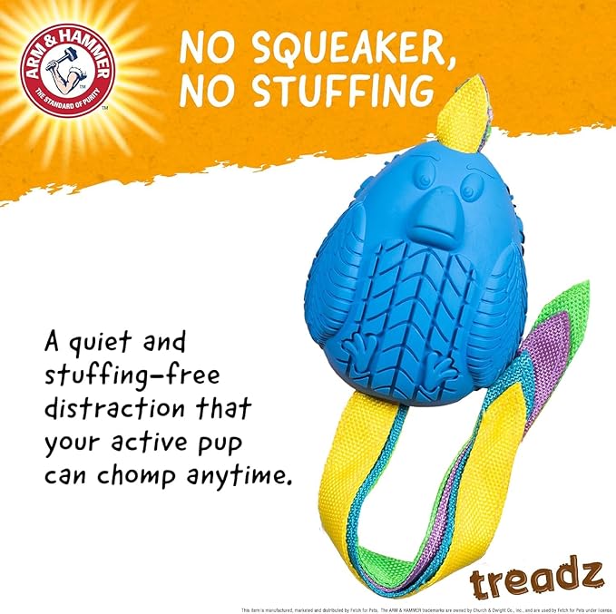 Arm and Hammer for Pets Super Treadz Large Rooster Dental Chew Toy for Dogs - Reduces Plaque and Tartar Without Brushing, Baking Soda Infused, Dishwasher Safe, Dogs Up to 35 Lbs - 2 Pack