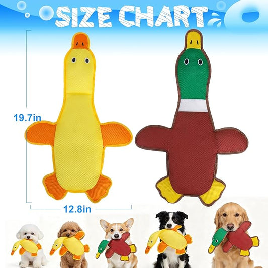 EXPAWLORER Squeaky Floating Dog Toys for Water Fetch, Stuffed Duck Dog Pool Toys with Squeakers, Soft Mesh Interactive Outdoor Summer Essentials for Small Medium Large Dogs, 2 Pack