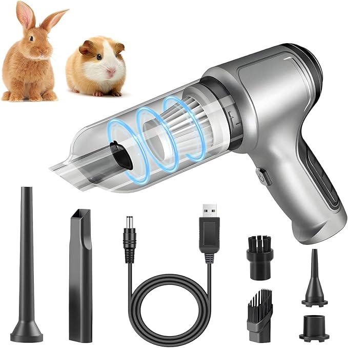 Guinea Pig Poop Vacuum: 6000Pa Powerful Suction, Cordless Handheld Spot Cleaning Tool for Guinea Pig, Rabbit, Hamster, Chinchilla & Small Animal Cages