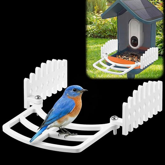 Dreyoo Perch Extender with 2 Side Fences Compatible with Bird Buddy Smart Bird Feeder - Wider Landing Space, Camera-Friendly Design for Clear Photos, UV-Resistant Outdoor Accessory, Screws Included