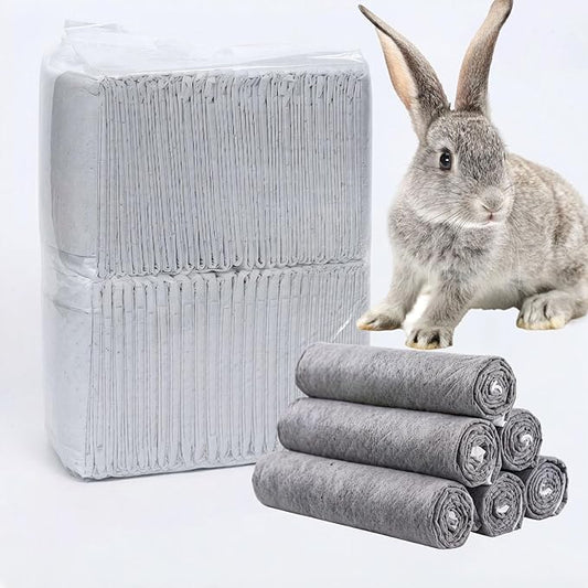 50 Pcs Rabbit Pee Pads，17.7"x23.6" Guinea Pig Cage Liners Rabbit Black Carbon Super Absorbent Disposable Potty Training Pad for Rabbits, Hamster and Other Small Animals (Gray, M)