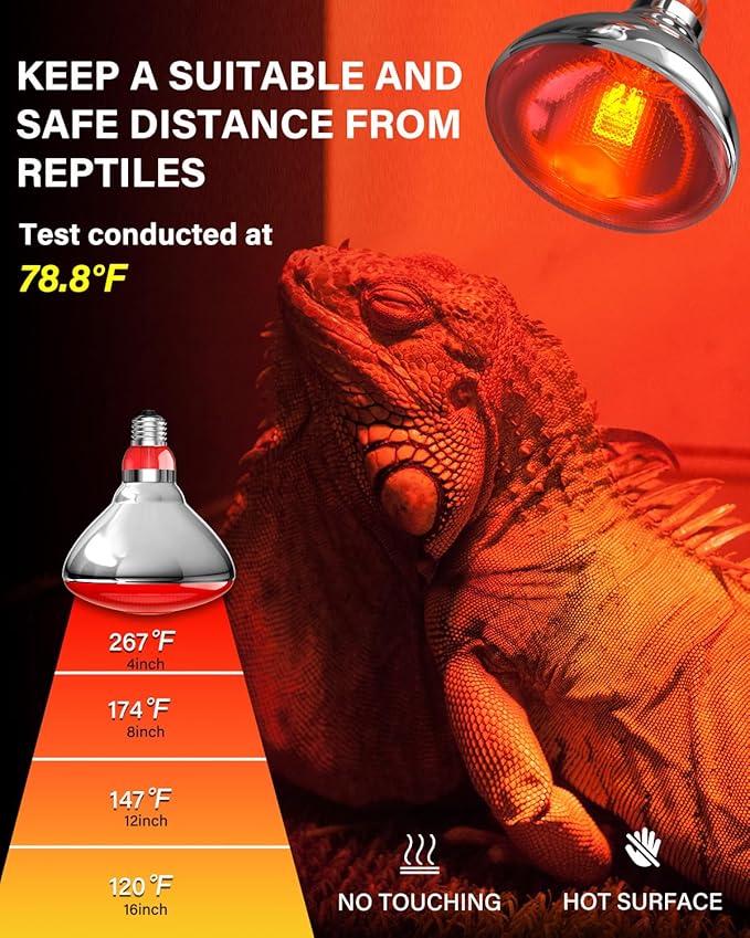 Heat Lamp Bulbs for Chickens Coop Brooder with Plug in Cord,On/Off Switch,150 Watt E26 Reptile Heat Lamp Bulb Infrared Red Light for Chicks,Birds,Ducks,Dogs,Cats