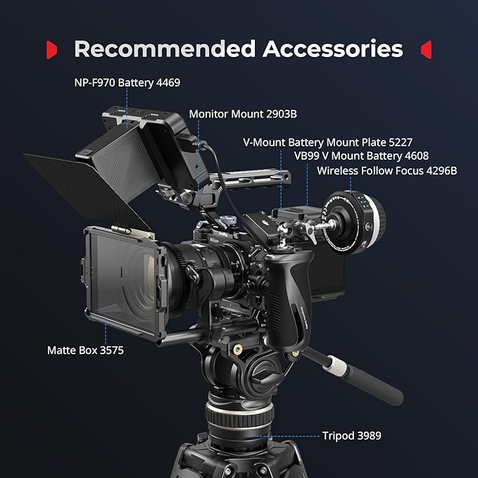 SmallRig ZR Camera Cage Kit for Nikon ZR, Full Cage with Silicone Grip, Top Handle for ARRI, Cable Clamp for HDMI, Built-in Cold Shoe and Quick-Release Plate for Arca - 5647