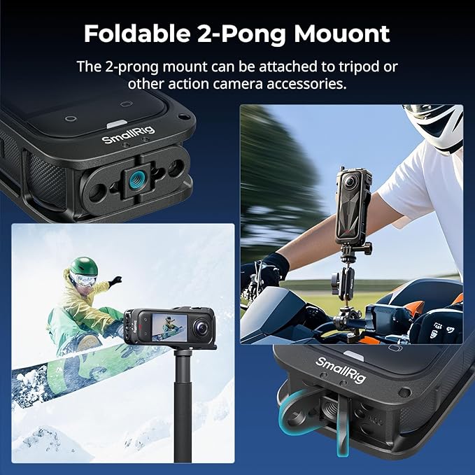 SMALLRIG Cage for Insta360 X5 Accessories, Aluminum Alloy Protective Case for Insta360 x5 with Quick Release, Built-in Cold Shoe Mounts & 1/4" Threads, with Silicone Lens Guard Cap - 5195