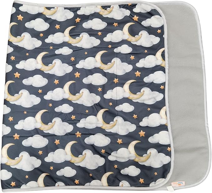 Tater Pets Guinea Pig Fleece Cage Liner - Tidy Mat - Lap Pad - Corner Pad - Absorbent - Machine Washable - for Guinea Pigs and Hedgehogs (2x6 C&C (28"x 84"), Clouds and Moons)