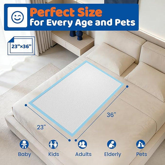 200 Count Disposable Beds Pads 23"x36",Premium Adults Incontinence Chucks Underpads,Super Absorbent Waterproof Pee Pads,Extra Large Puppy Training Pad,Baby Changing Pad