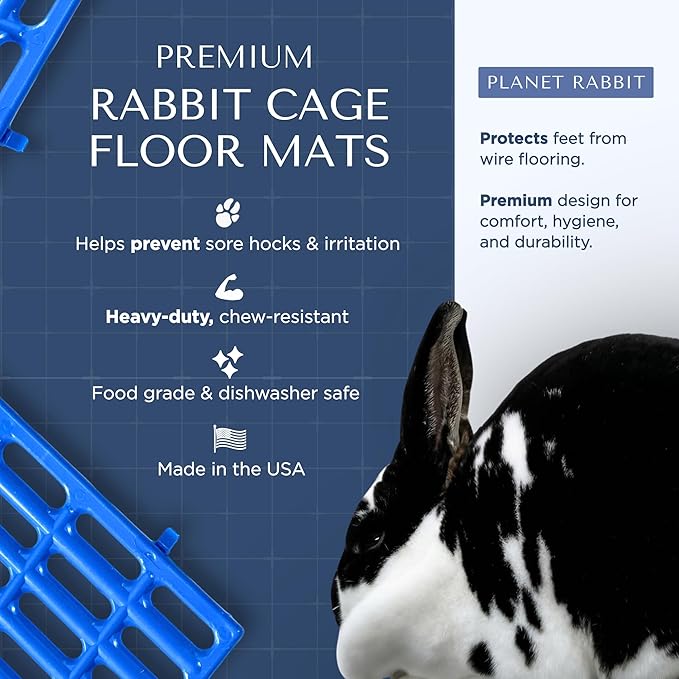 Premium Rabbit Cage Mats (Gray, 12 Pack) | Heavy Duty ABS Wire Floor Protectors | Prevent Sore Hocks & Feet for Bunnies | 15x10 in Floor Mat | Chew Resistant, Dishwasher Safe