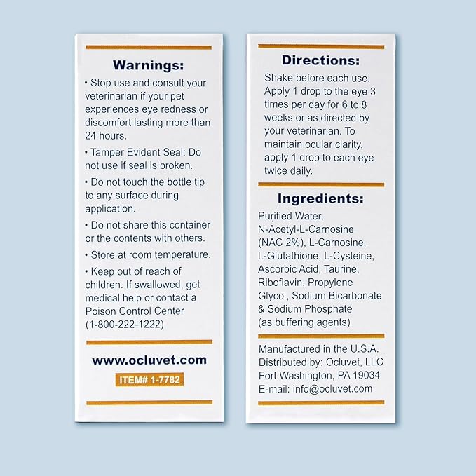 Eye Drops for Pets | Clinically Studied Antioxidants for Pets | Made in The USA | Includes 2% N-Acetyl-L-Carnosine (NAC) | 16mL - 2 Pack