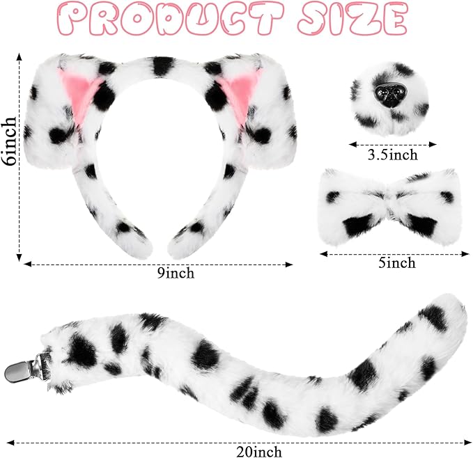 SATINIOR Puppy Dog Costume Set Ears Headband Nose Bow Tie Tail Animal Cosplay for Halloween