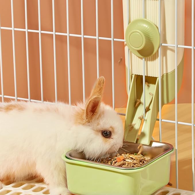 Pet Hanging Bowl for Crates, 2 in 1 Small Dog Bowl Puppy Removable Stainless Rabbit Cat Feeder Food Water Bowls for Puppy Cat Bird Rabbit Hamster Guinea Pig Ferret Small Animals