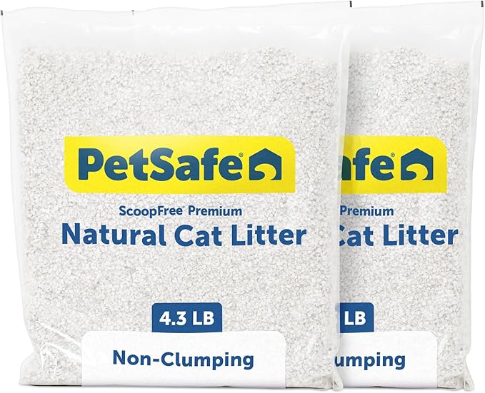 PetSafe ScoopFree Non-Clumping Natural Cat Litter, No Chemicals, Dyes or Fragrances, 4.2 Lb Bag, Pack of 2