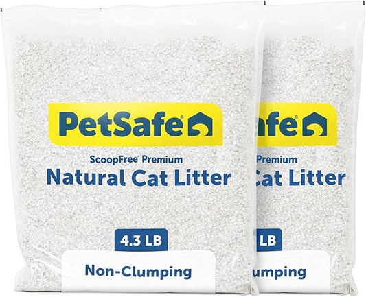 PetSafe ScoopFree Non-Clumping Natural Cat Litter, No Chemicals, Dyes or Fragrances, 4.2 Lb Bag, Pack of 2