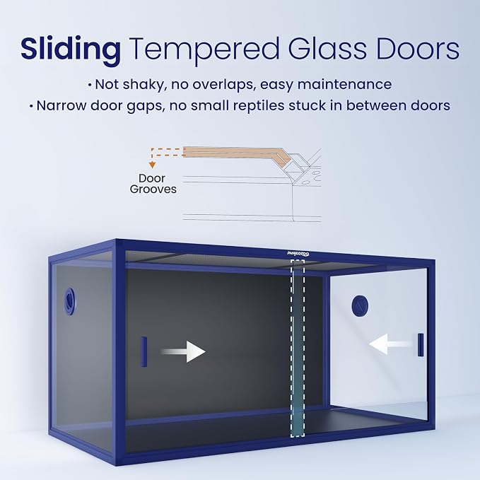 Phailozoo 120 Gallon Bearded Dragon Tank,Stackable Reptile Enclosure with Front Sliding Tempered Glass Doors,Easy Assembly Aluminum Frames Reptile Tank for Snake & Lizard