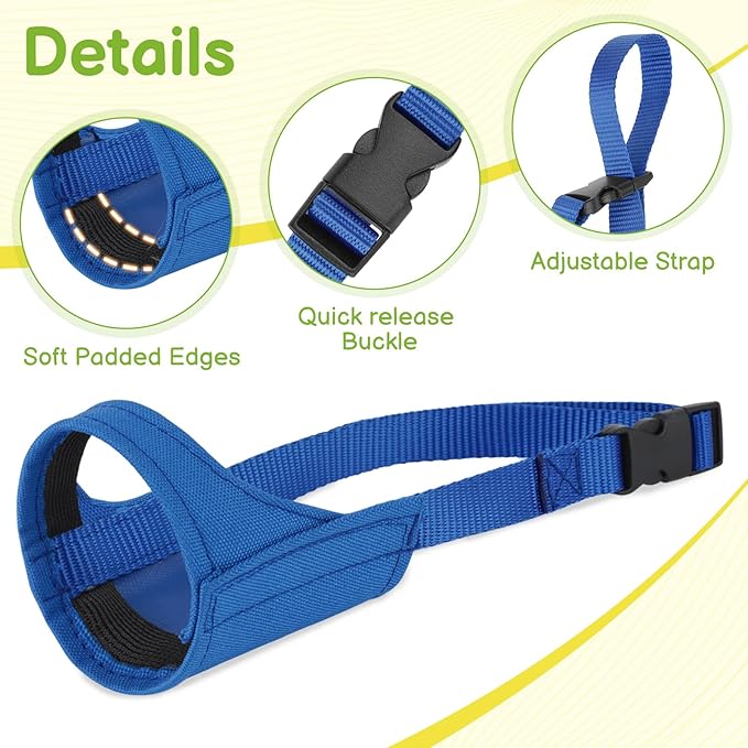 Mayerzon Short Snout Dog Muzzle for Small Medium Dogs, Soft & Sturdy Fabric, Anti Excessive Biting Chewing, Suits Chihuahua Shih Tzu Maltese for Grooming Vet Visits Walk, Allows Drinking(Blue, XXS)
