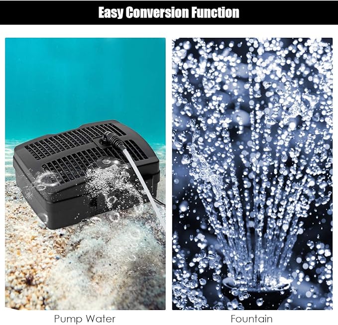 Goplus 4 in 1 Submersible Pond Filter Pump, 660 GPH Fountain Pump w/ 9-Watt S-terilizer & 3 Nozzles, All-in-One Water Pond Cleaning System w/Built-in Pump Outdoor(Black)