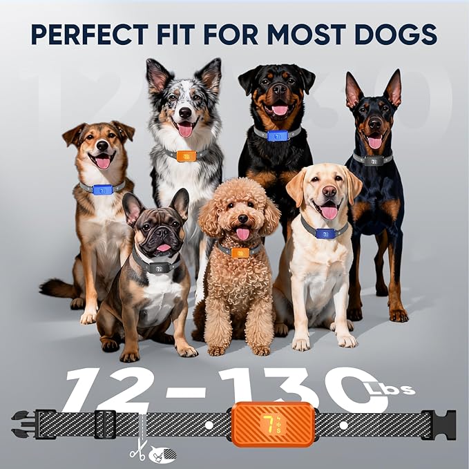 Dog Bark Collar for Large Medium Small Dogs, Effective No-Bark Collar, Smart Barking Collar, Rechargeable Bark Collar with 7 Sensitivity, 3 Modes, Waterproof, Neon Orange