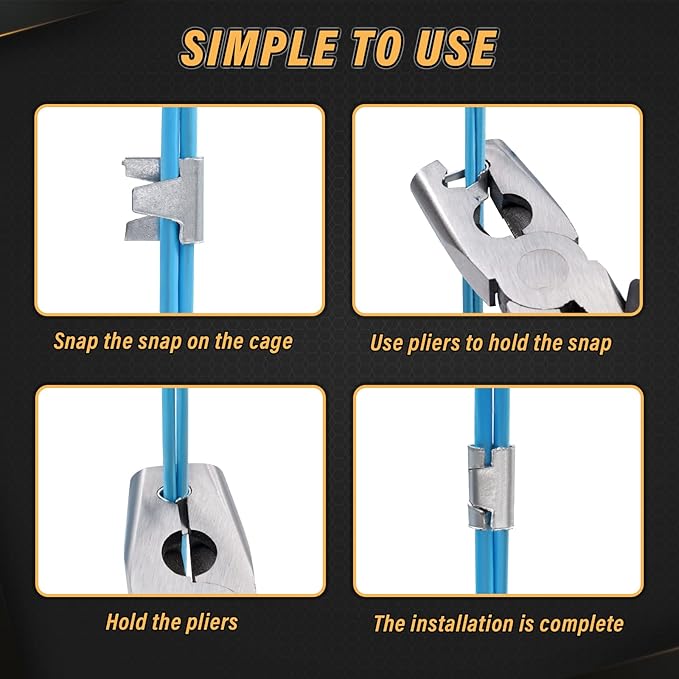 900pcs Rabbit Chicken Wire Cage Clips with Fence Pliers Hog Rings Snap-Ring Pliers Wire Clamp Tool Fasten Clips Buckle Pliers for Building Installation Wire Cage Pet Bird Quail