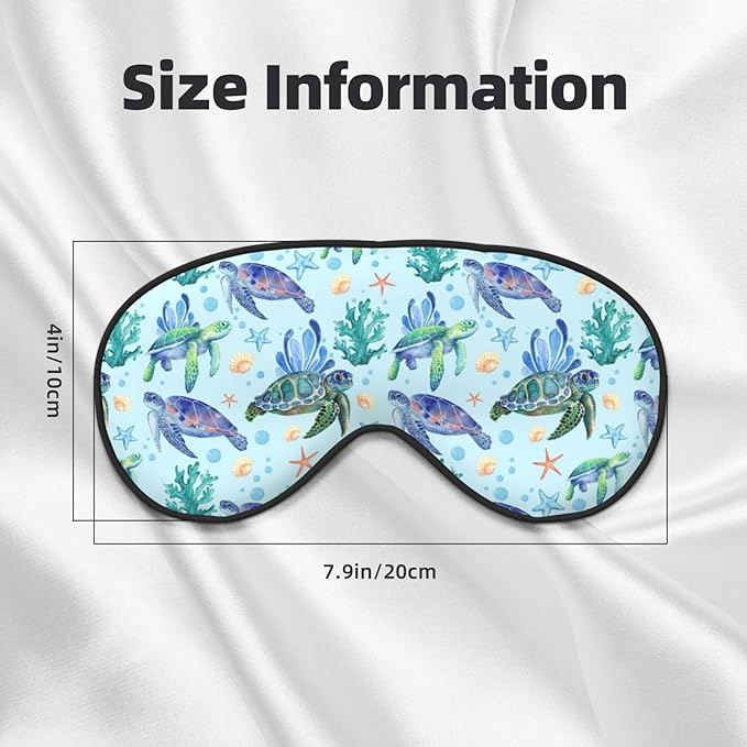 Sea Turtle Sleep Mask Breathable Soft Eye Mask for Sleep for Women Men Lightweight Eye Cover for Travel, Night Work, Nap, Office