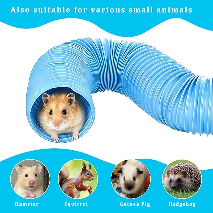 2PCS Ferret Tunnel with 4 Balls Inclueded, Hamster Fun Tunnels, DIY Foldable Guinea Pigs Plastic Tunnel Training Hideout Tunnels Accessories for Guinea Pigs Rats Chinchillas Dwarf Rabbits