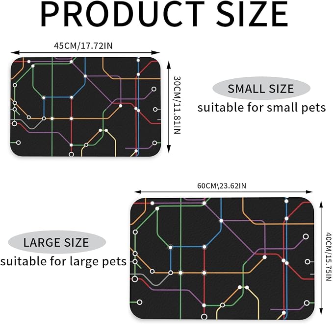 Network Subway Pet Feeding Mat Quick Dry Absorbent Dog Cat Food Mat Non Slip Waterproof Bowl Placemat