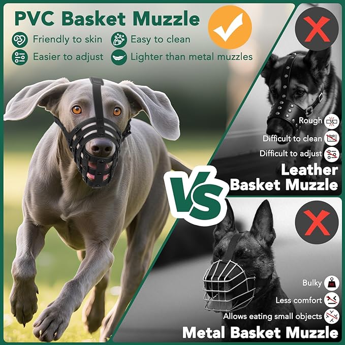 Mayerzon Dog Muzzle for Medium Large Dogs, Humane Basket Muzzle, Soft & Lightweight & Adjustable | Anti Biting Chewing Eating, Suits Training Walks Grooming Vet Visits, Drink & Pant Easily (Black, L)