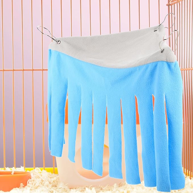 DOITOOL Small Animal Corner Hideaway Tent with Hammock, Light Blue Soft Fabric Guinea Pig Bed and Hamster Sleeping Shelter for Rabbits and Small Animals