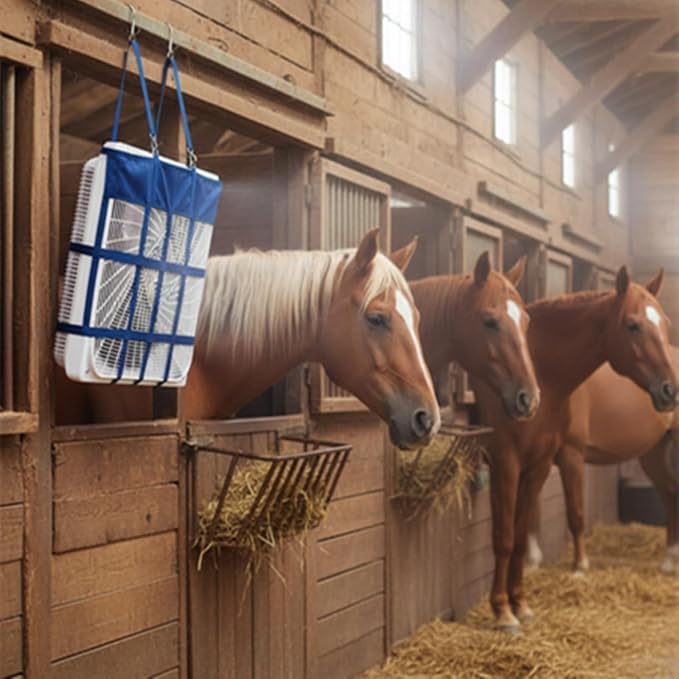 Tessco for you 1 Pcs Box Fan Holder Horse Stall Classic Fan Bag Hanging Web Holder Nylon Box Hay Bag Horse Accessories (Blue)