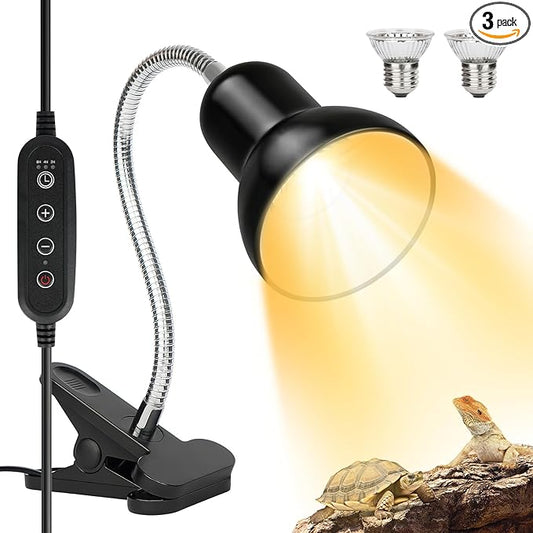 Reptile Heat Lamps, UVA/UVB Turtle Heat Lamp,Turtle Aquarium Light Bulbs, Heating Lamps with Cycle Timer, 360° Rotatable Heat Lamp for Lizard Turtle Snake Aquarium Aquatic Plants,2 Heat Bulbs 110V