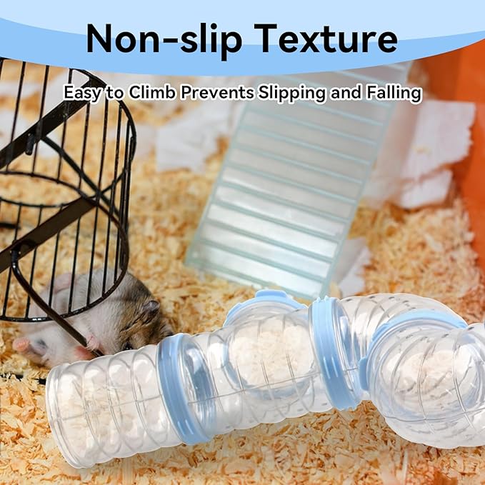 8 Hamster Tube Set, Clear Hamster Tunnel Tube Kit DIY Small Animal Toy Tube Adventure External Accessories Syrian Dwarf Mouse Rat (Blue)