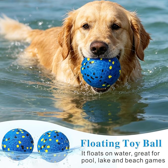 Idepet Dog Toy Ball Tennis Balls for Aggressive Chewers,Nontoxic Bite Resistant Toys ETPU High-Bounce Floating Fetch Toys for Teething for Small Medium Dogs (Blue&Blue, 4 Balls-2.75in)