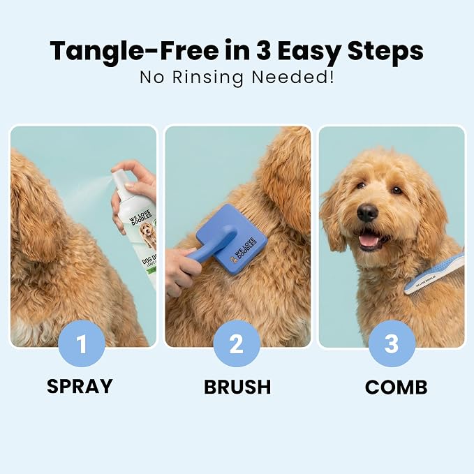 We Love Doodles Dog Detangler Spray - Leave-in Conditioner for Dogs - Dog Detangling Spray - Dematting Spray for Dogs - Tangle Remover - Made in The USA (Detangler & Shampoo (Lavender))