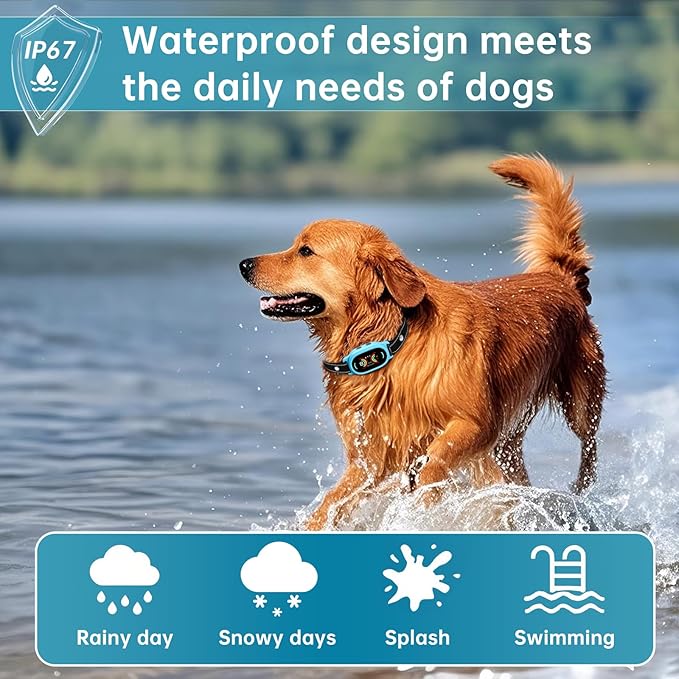 Dog Bark Collar, Rechargeable Bark Collar for Large Dog, IP67 Waterproof Anti Barking Collar Dogs with Adjustable Sensitivity for Medium and Small Dogs (DEEP Blue)