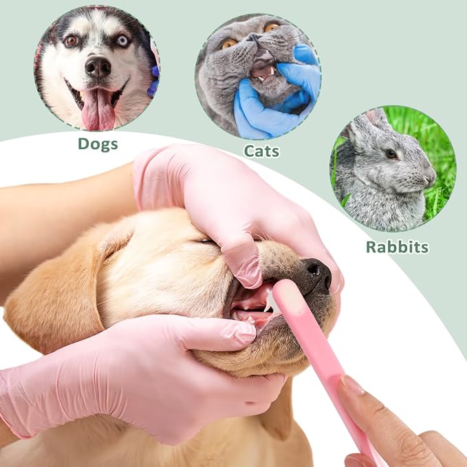 Pet Oral Cleaning Toothbrush Set - Soft Bristle Toothbrushes for Cats Dogs and Rabbits - Care for Sensitive Teeth - 3 Pack