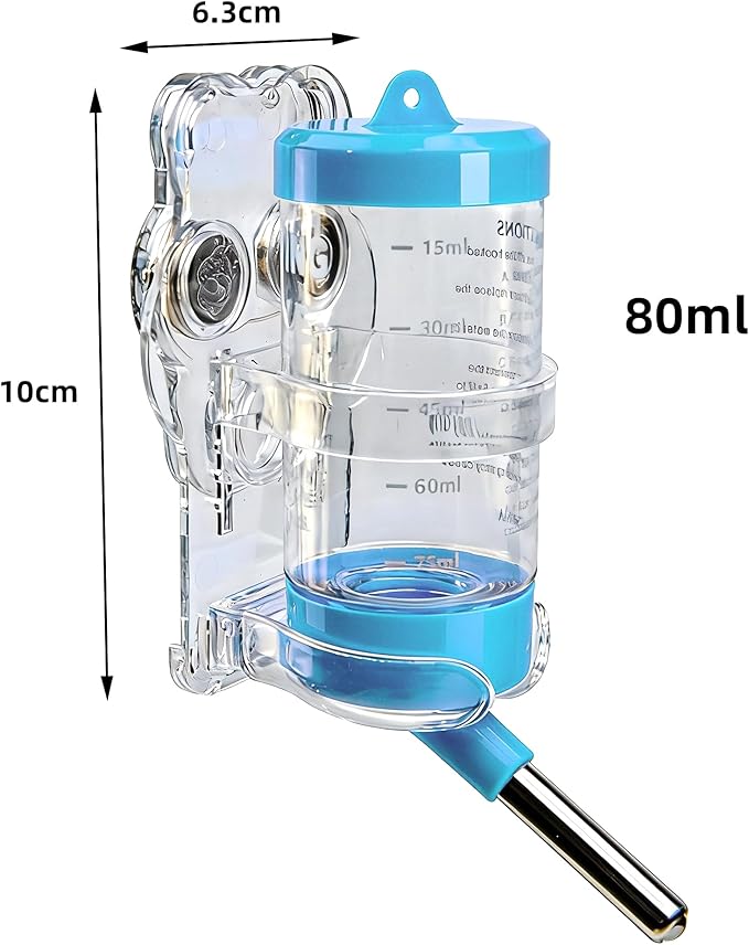 Hamster Accessories Set Water Bottle Holder 2.7oz + 7in Wheel Magnetic Stand No-Drill Cage Mount Z5101-99
