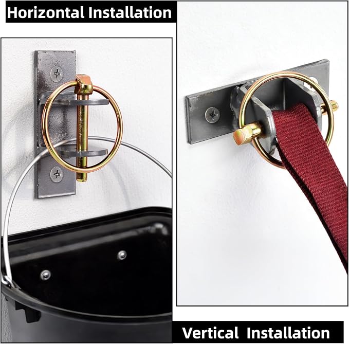 SOUJOY 6 Pcs Water Bucket Hook for Horse, Heavy Duty Metal Feed Bucket Hook with Pin, Wall Mounted Hangers for Horse Stalls Stable Barn Farmhouse Supplies