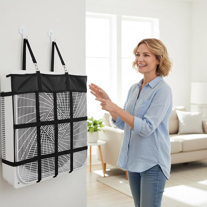 Tessco for you 4 Pcs Box Fan Holder Horse Stall Classic Fan Bag Hanging Web Holder Nylon Box Hay Bag Horse Accessories (Black)