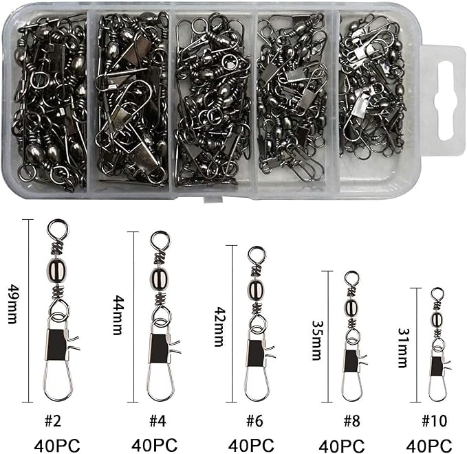 GREATFISHING 200PCS High Strength Heavy Stainless Steel Split Ring Lure Connector Swivels Snap with Fishing Pliers 30lb to 120lb Test