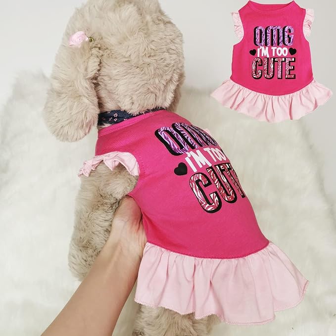 XPUDAC 4 Pack Dog Dress Shirt Puppy Skirt Cute Doggie Dresses Thanksgiving Clothes Dog Apparel for Small Dogs and Cats (Pink Angel, XX-Small(1-2 lbs))