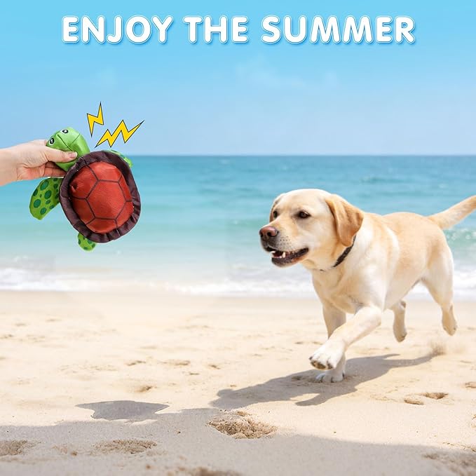 SCENEREAL Dog Water Toy for Medium Small Dogs- 2 Pack Floating Dog Toys Squeaky Toys for Pool Fetch, Turtle & Duck Shape Durable Pet Chew Toy Summer Outdoor Interactive Play