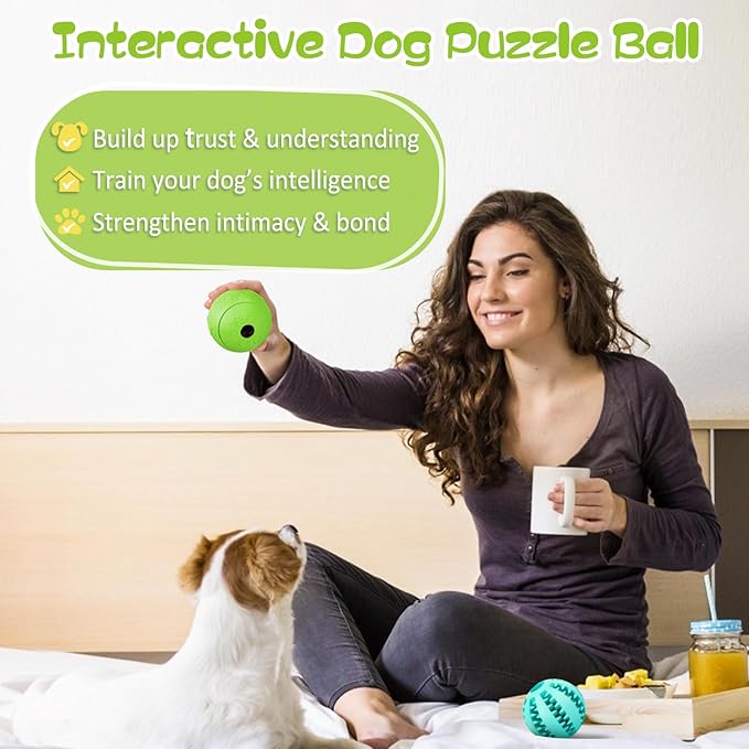 HIPPIH Dog Puzzle Toys 2 Pack, Dog Enrichment Toys for Large Dogs & Small Dogs, Puppy Balls for Treat Dispensing, Durable Balls for Teeth Cleaning/IQ Training/Chewing