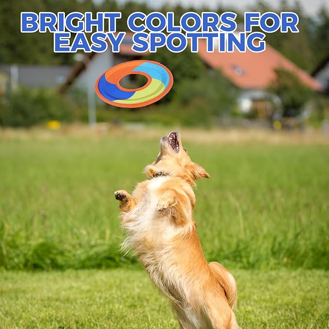 Mihachi Flying Disc Dog Toy, Interactive Water Floating Flyer Lightweight Catch and Fetch Toys for Small Medium Large Dogs, Durable Oxford Cloth Fabric with Soft Edges,Pet Outdoor Exercise Toys,Orange