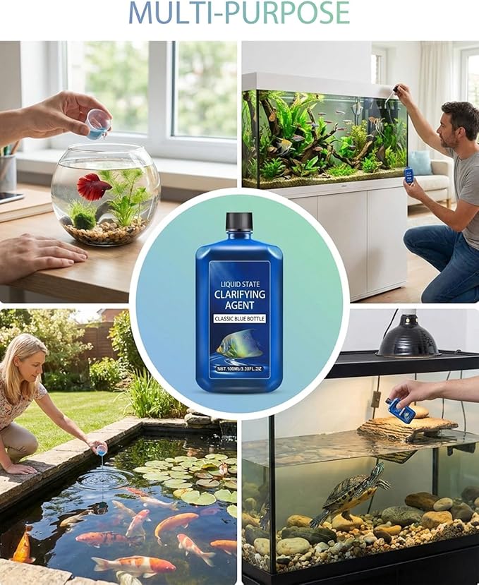 Fast-Acting Aquarium Water Clarifier, Powerful Freshwater Aquarium Water Purification Clarifier, Clears Cloudy Fish Tank, Liquid State Clarifying Agent, for Freshwater